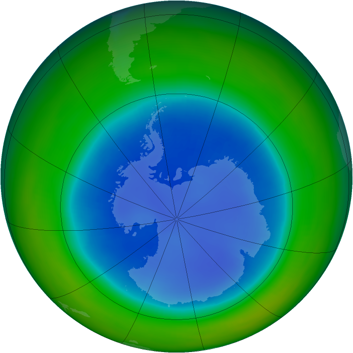 Antarctic ozone map for August 1998
